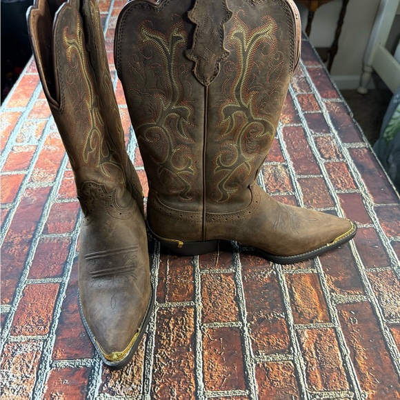 Justin Boots Tan Leather Heeled Boots - Picture 2 of 6